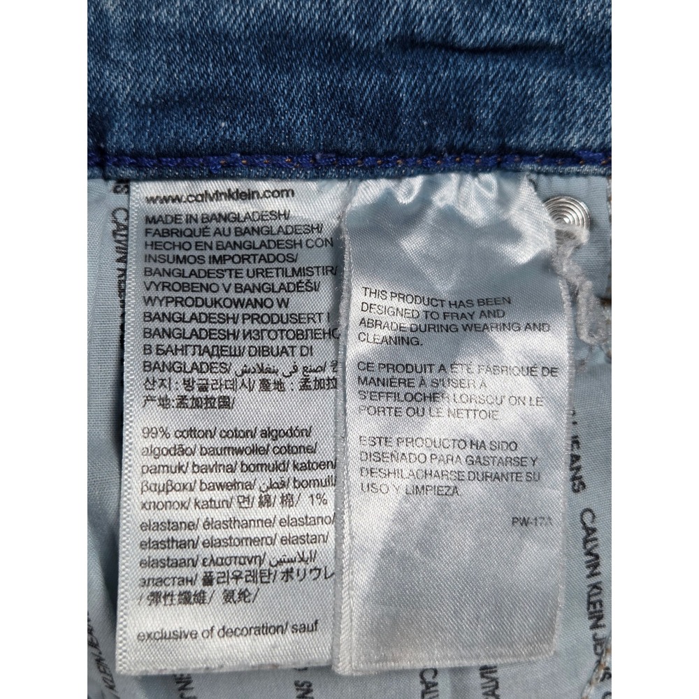Calvin Klein Jeans Slim Fit 34x30 Medium Wash Blue Mens Distressed Denim - Picture 9 of 10